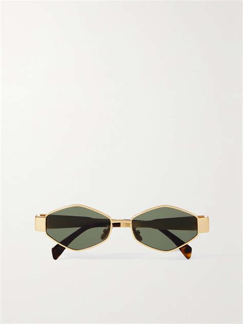 celine gold & pearl earrings|Celine triomphe sunglasses gold.